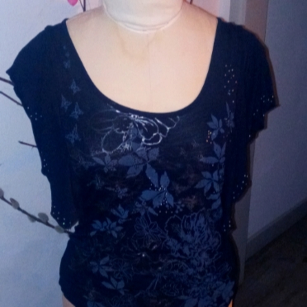 Black Open Back Butterfly Shirt